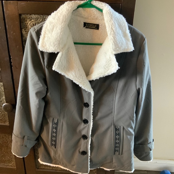 Women’s fleece lined coat, grey - Picture 1 of 3